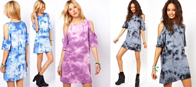 Shift Dress In Tie Dye With Cold Shoulder